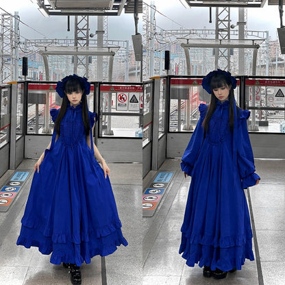 Gothic Lolita Ruffled High Neck Dress - Blossom Herald
