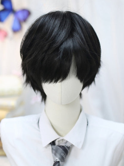 Schwarze 25-30CM kurze glatte Perücke