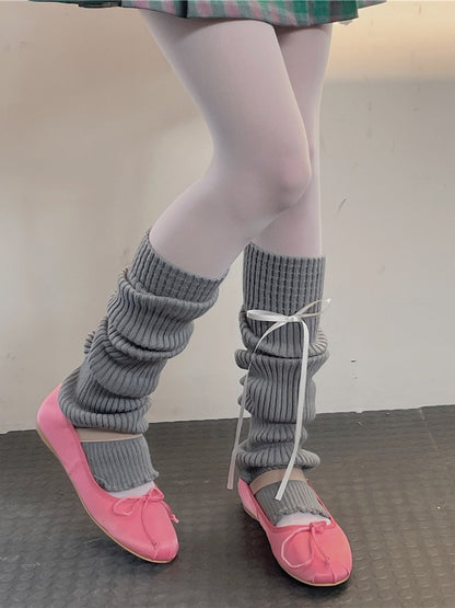 Ribbon Warmers Options Color Leg Bow 7 Knitted With Detachable 55CM