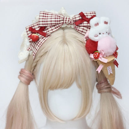 in Design Strawberry Cream Hairclip Ice Lolita Plush Rabbit Cone