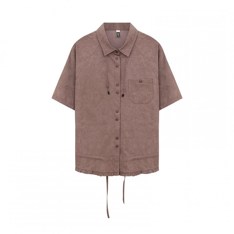 Dusty T-Shirt Purple Placket Vintage Button -