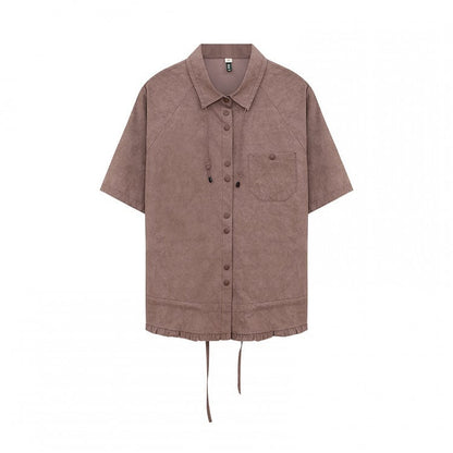 Dusty T-Shirt Purple Placket Vintage Button -