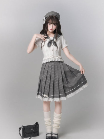 Tie Bow Polka Dot Gray