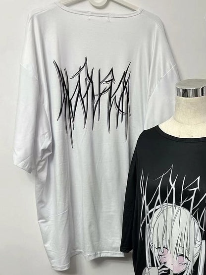 T-Shirt Print Kei White Jirai Cartoon und Brief