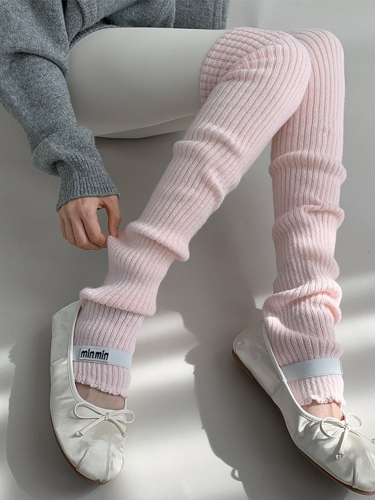 Knit Stirrup Pastel Leg Ribbed Warmers