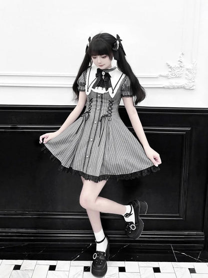 Rhinestone Embellished Jirai Kei Black Bow Cross Charm Hairclips