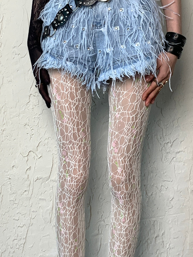 Y2K Asymmetrische Strumpfhose Grau/Weiß/Schwarz/Braun Hohldesign