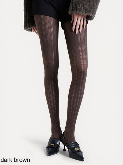 Vintage Heart Stripe Pattern Tights - ModaSwings
