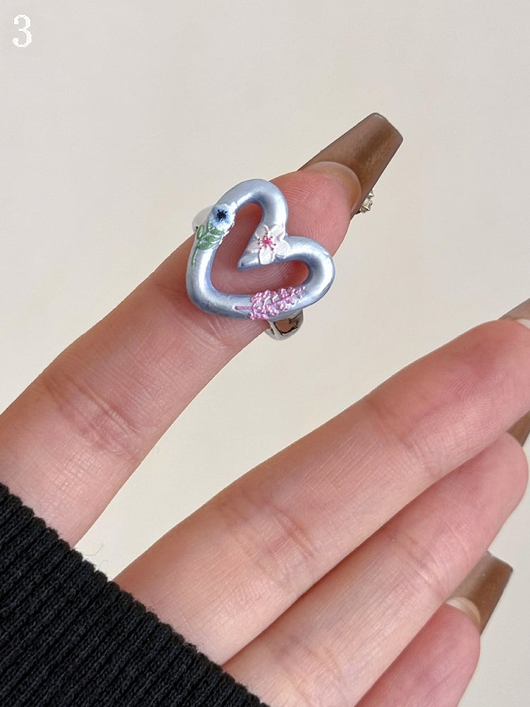 バタフライデザインリング フローラル 8 Y2K ビタースウィートブルーとオプション