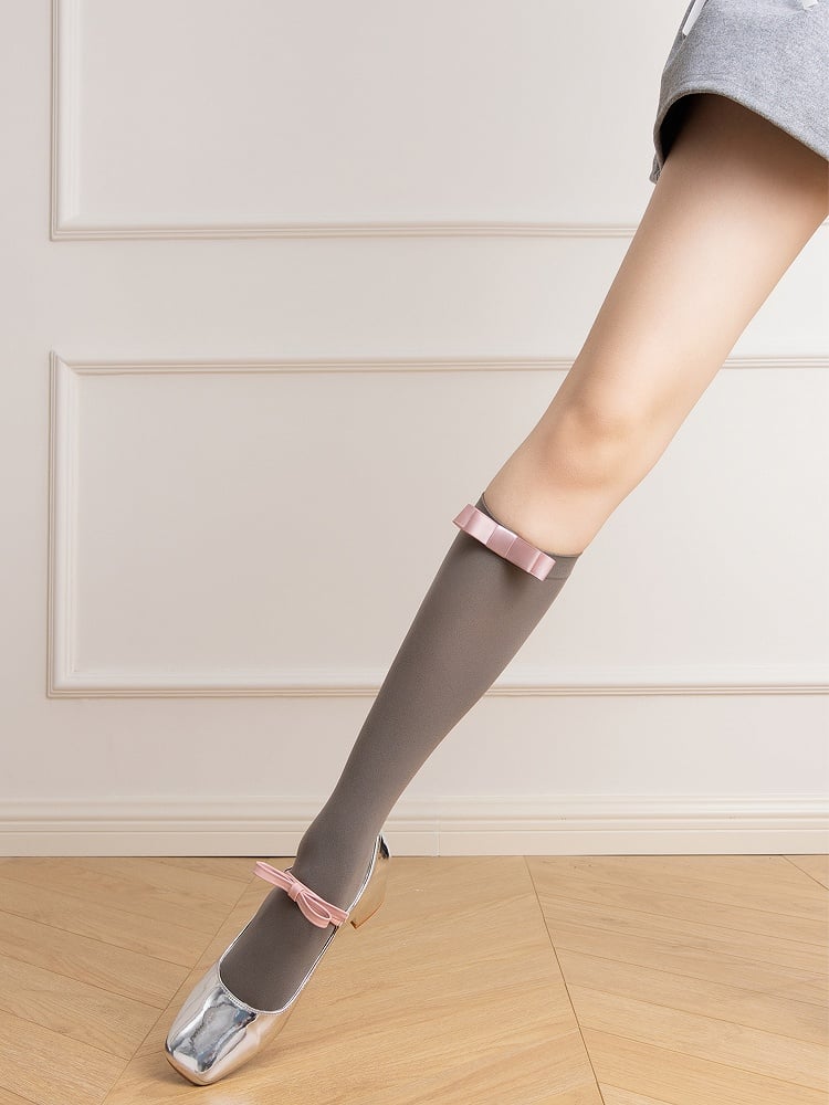4 Colors Calf JK Decorated Bow 38CM Socks