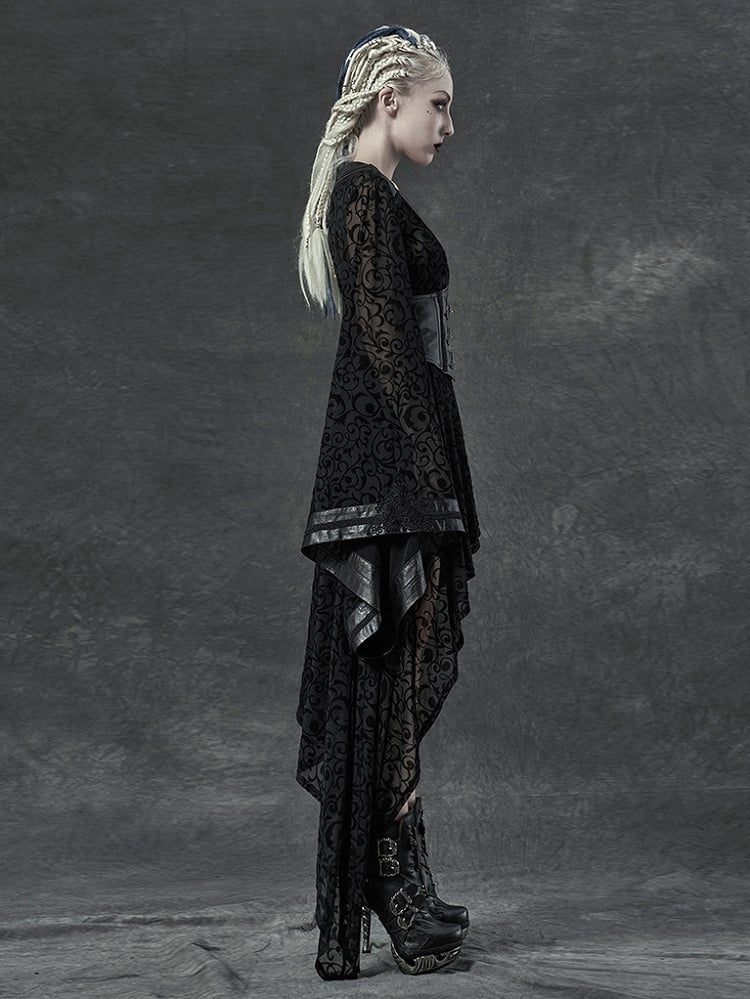 Gothic Asymmetrical Black Kimono