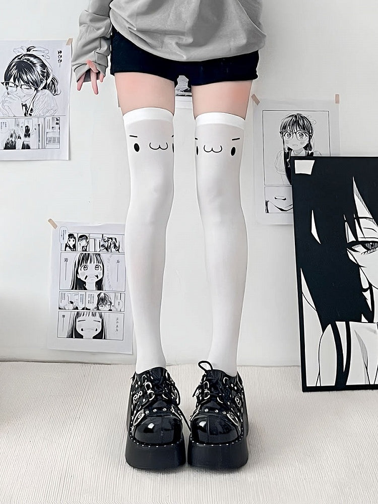 Thigh-High Print - 2 Anime Colors Expression Stockings