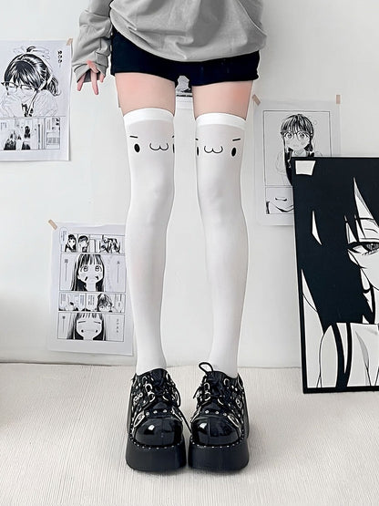 Thigh-High Print - 2 Anime Colors Expression Stockings