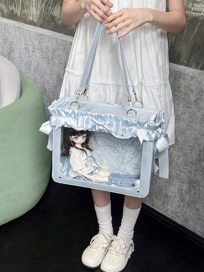 Large Transparent Window Bag with Side Zip in Multiple Colors - Green Gable