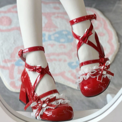 Lolita Mary Jane Mid Heel Shoes – Sweet Original Lolita Floral Bell Pumps