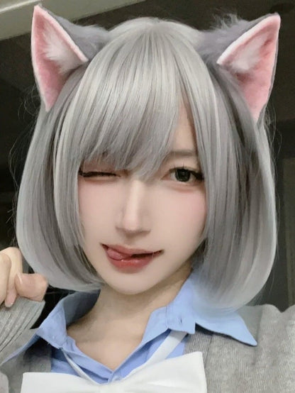 Gray & Pink Kawaii Cat Ear Hair Clip - Magic Diary