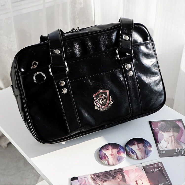 Leder Uniform Style Ita Transparent-Fenster Schwarze Tasche PU JK