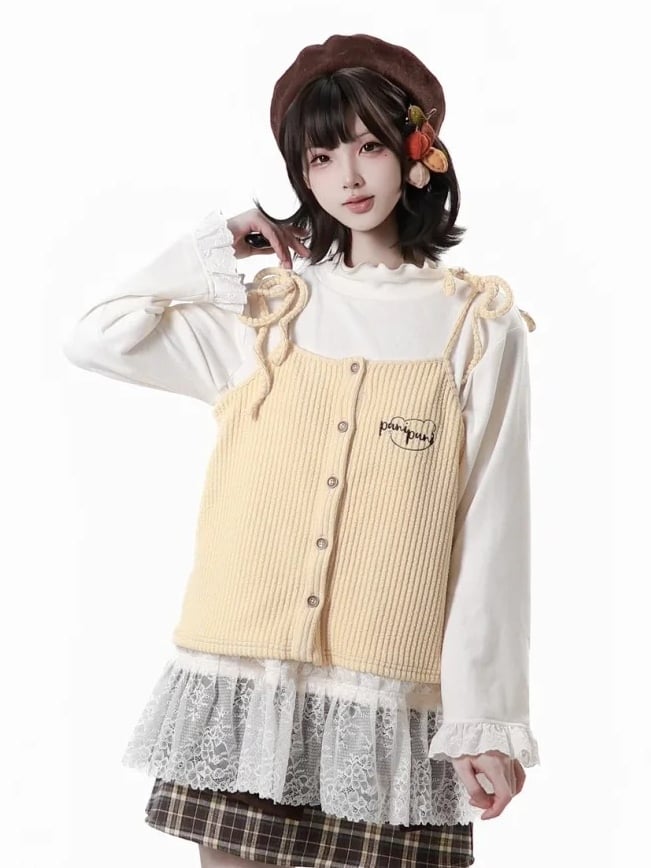 Tie Top Yellow Cami Straps - Shoulder