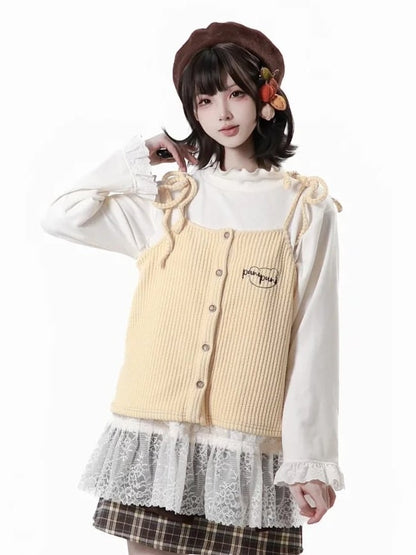 Tie Top Yellow Cami Straps - Shoulder