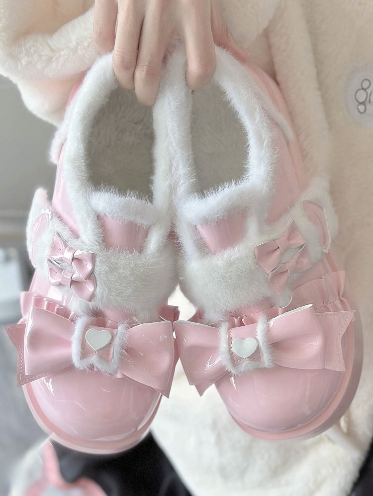 Pink Sweet Light Lolita - Heart Platform Motifs Shoes