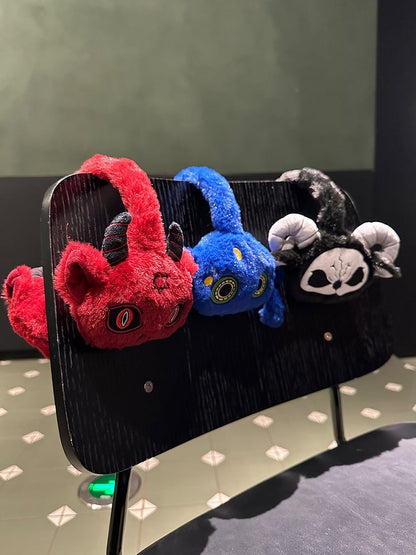 Black and White Grim Reaper Gothic Plush Ear Muffs