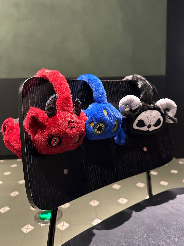 Grim Muffs Gothic Plush Clearance-Black and White Reaper Ear