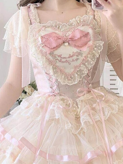Short Sleeve Ballet Lace Lolita Blouse - Lan Jian Chuan