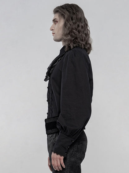 Gothic Gorgeous Black Sleeve Long Men's Shirt