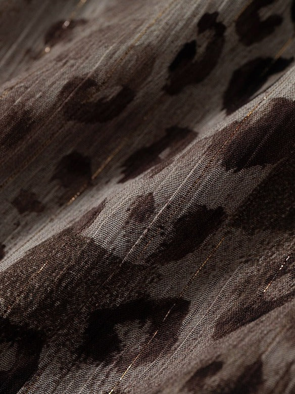 Brown Leopard Cowl-Neck Asymmetric Faux Two-Piece Dress - NO ROMANCE