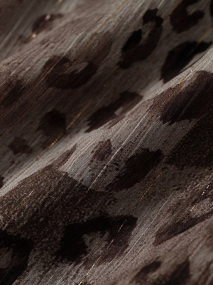 Brown Leopard Cowl-Neck Asymmetric Faux Two-Piece Dress - NO ROMANCE