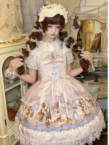 Adorable Floral Lolita Headpiece with Sweet Accents - Stars Fall on the Foggy Island