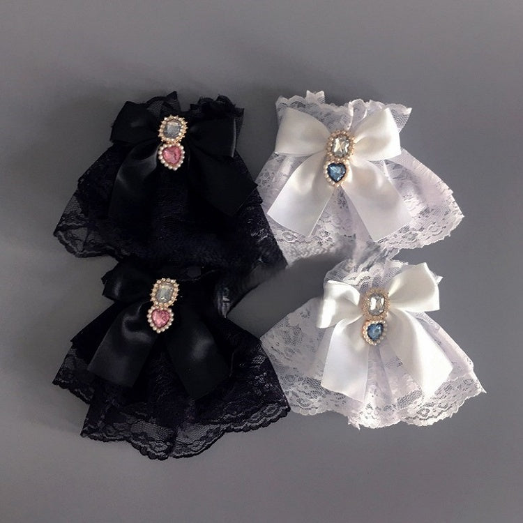 Rhinestone Black/White Heart Decorated Wrist with Cuffs