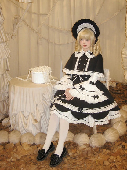 Decoration Black Bowknots White Peter Pan Collar Bell Sleeves Blouse