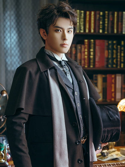 Silver With Black Tie Buckle Metal PU Steampunk Accent