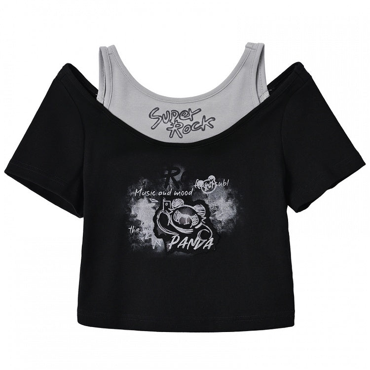 Version T-Shirt Y2K Black Graffiti Print Bittersweet Long/Short