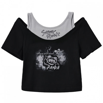 Version T-Shirt Y2K Black Graffiti Print Bittersweet Long/Short