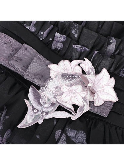 Violet Sweetheart Floral Stitched Layered JSK Gown - Yimu Walnut