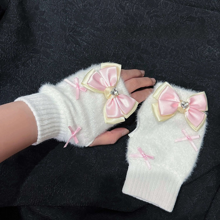 Accent Pink/Blue with Sweet Lolita Bow Rhinestone and White Gloves