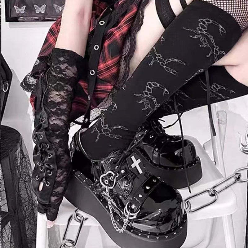 Holy Knight Lolita Punk Y2K Platform Mary Jane Shoes – Round Toe Thick Sole Leather | LilyVow