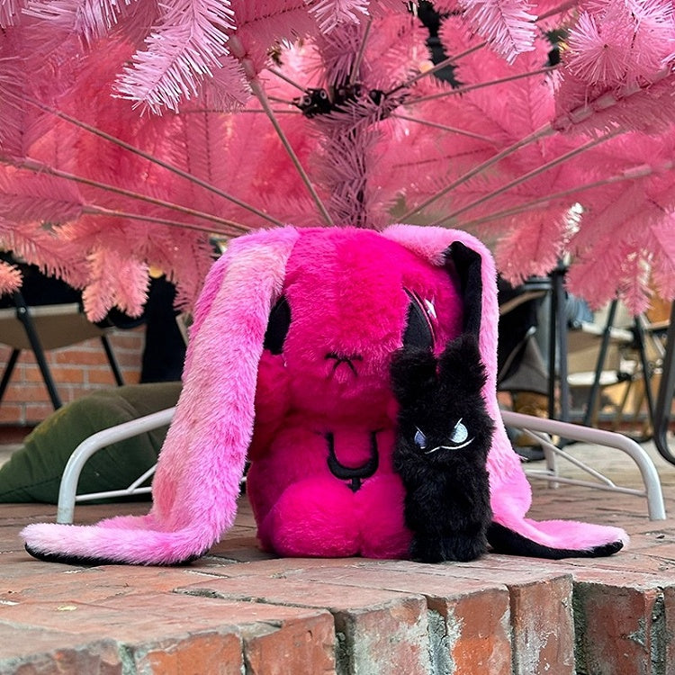 Rose with A Red Dual Plushies Canvas Kawaii Mini Bag Guro Set Bunny Black Anxious Plush