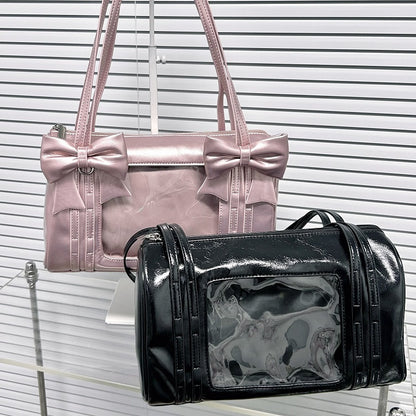 Black Daily Window Ita Bag Display PU Bow with