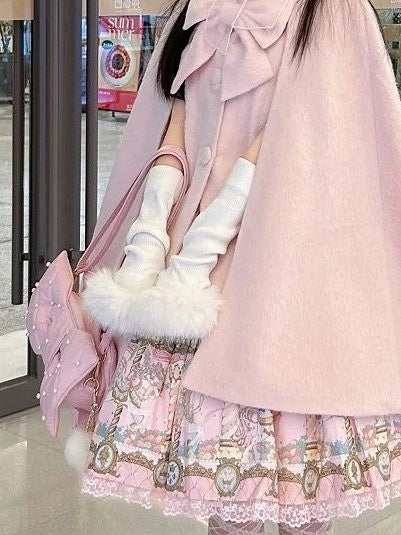 with Sleeves Cuffs Fluffy White Lolita