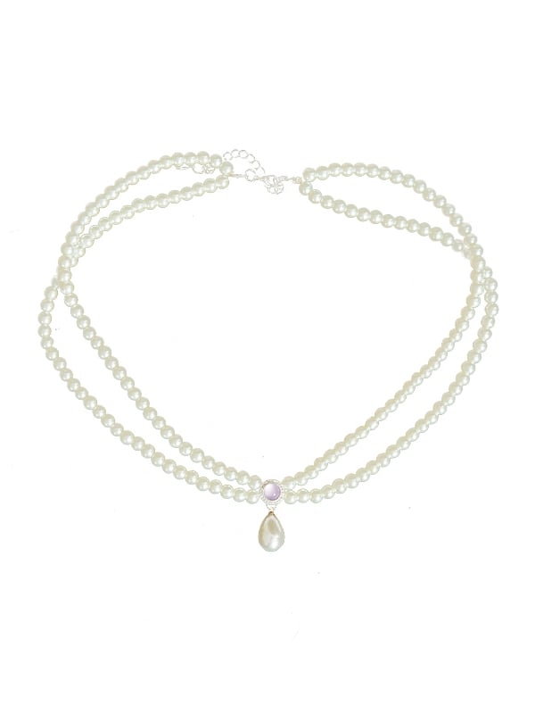 Halskette Rosa Perlen Strass Lila /