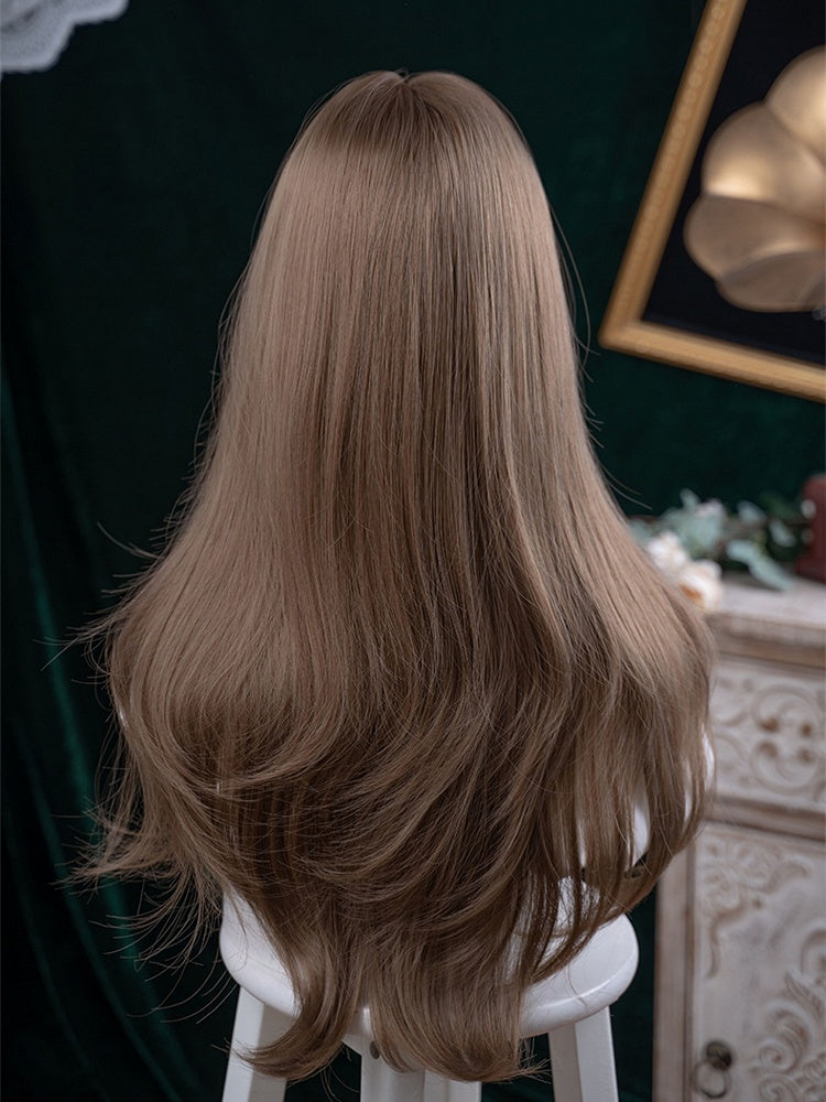 Wellige braune Länge mit 72 cm Air-Perücke, leichtem Pony