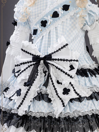 White & Black Alice Vibes Large Bow with Card Suit Patches - Hinana Queena