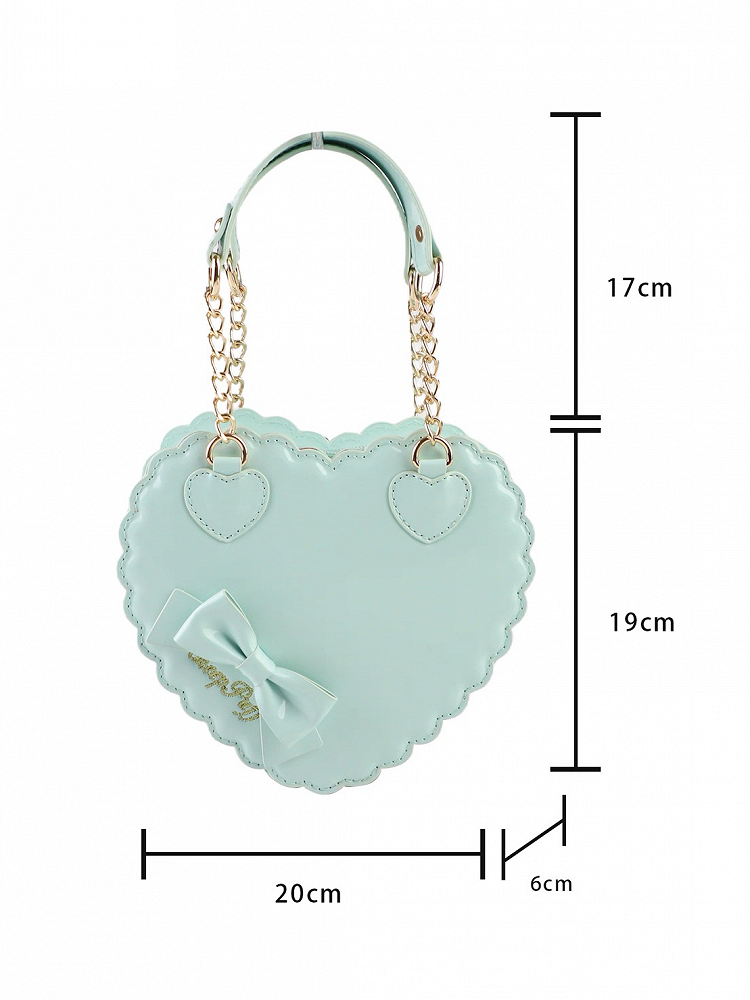 Crossbody/Hand Design Bag - Bow Mint Accent Small/Large Sweet Lolita Heart Zipper Size for Cookie
