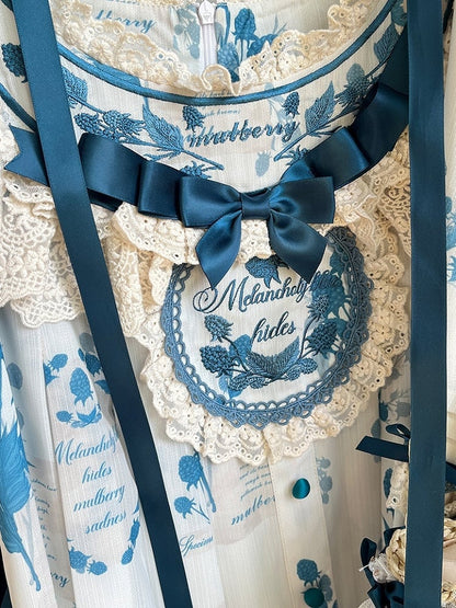 Poetry‌ Mulberry Lolita Print and Sizes Plus Available Loose Dress Blue