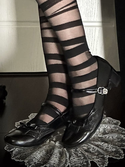 Design Spiderweb Janes Mary Top Black Gothic Bow at