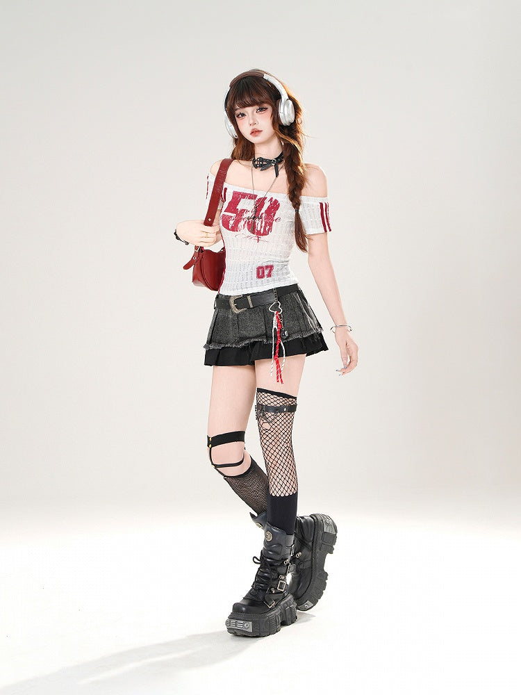 Distressed Hem Waist Frayed Black High