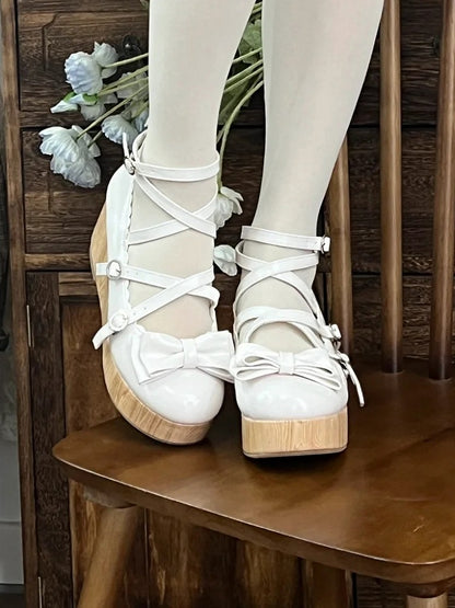 Sweet Crisscross at Bow White Design - Wedge Top Platforms